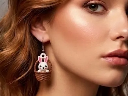 Cute Bunny Basket Earrings (Easter)