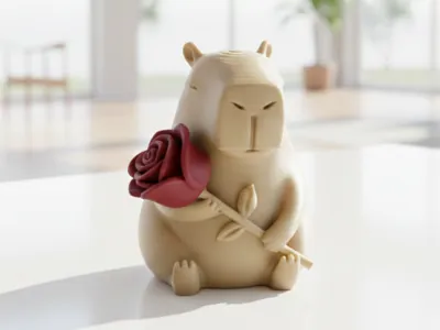 Loving Capybara with Rose - Valentine's Statue