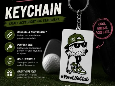 Fore Life Club Golf Keychain
