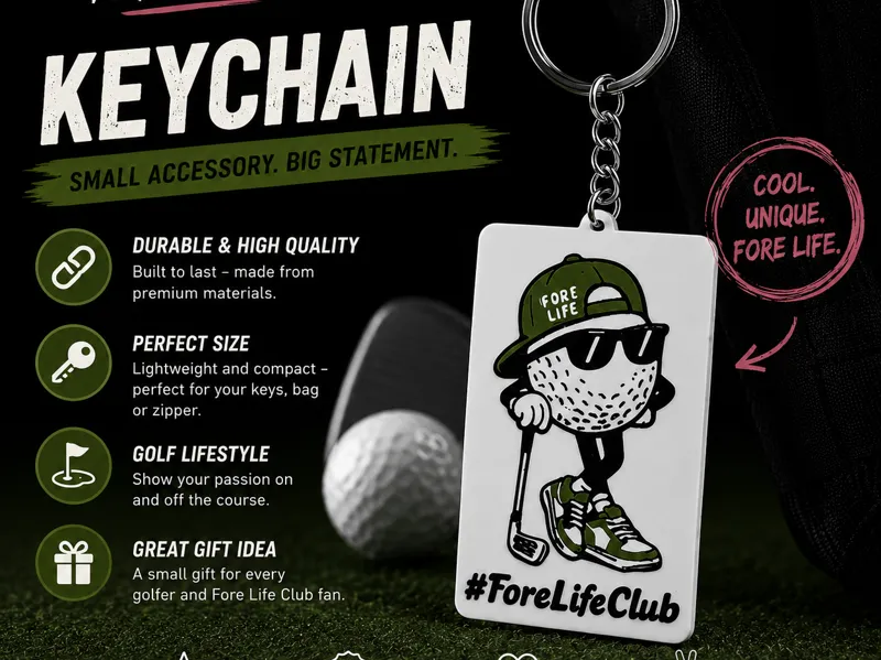 Fore Life Club Golf Keychain