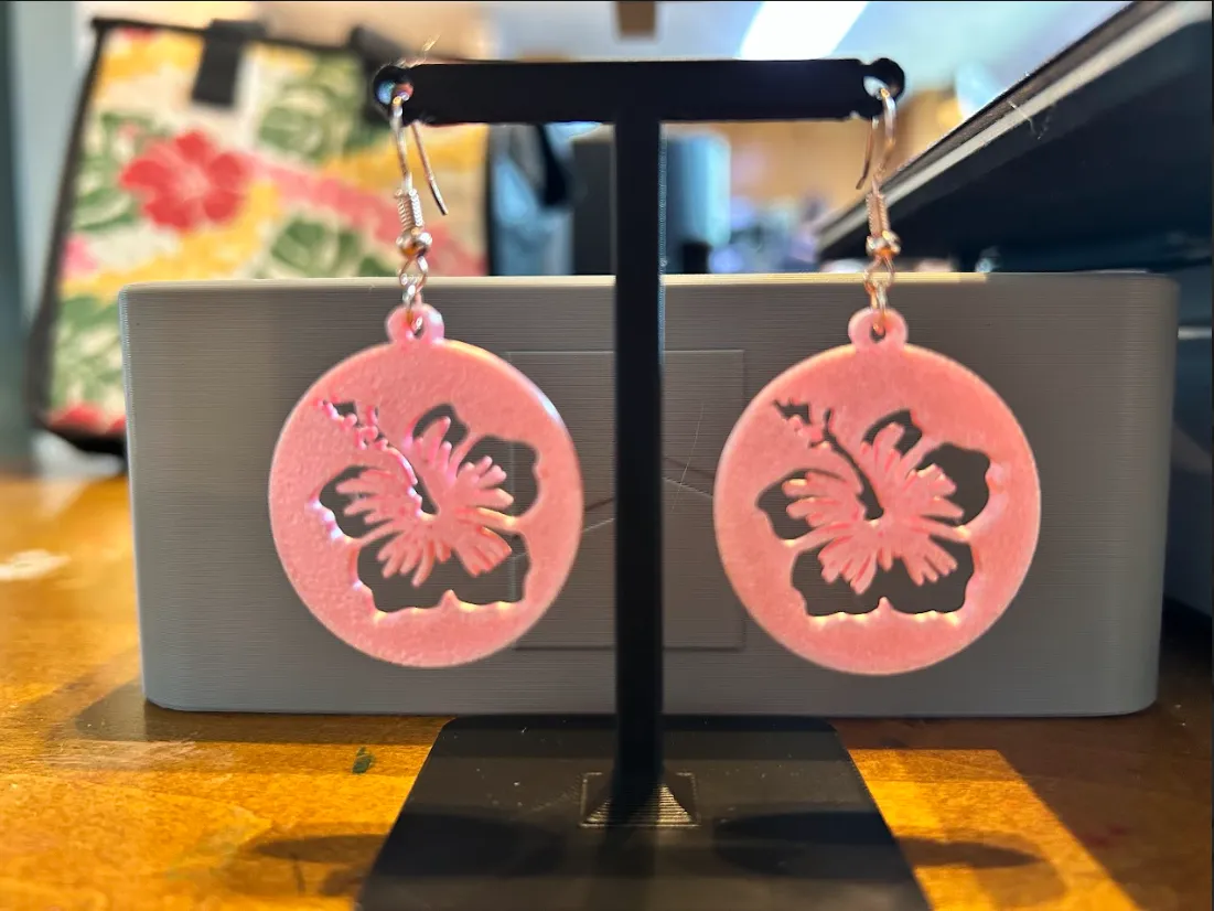 Hibiscus Flower Earrings view 2
