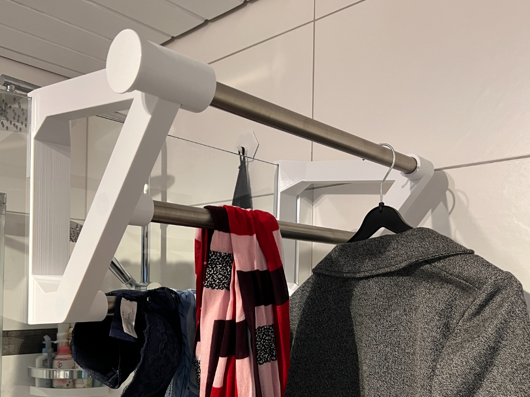 Towel rack for glass shower enclosure - adjustable