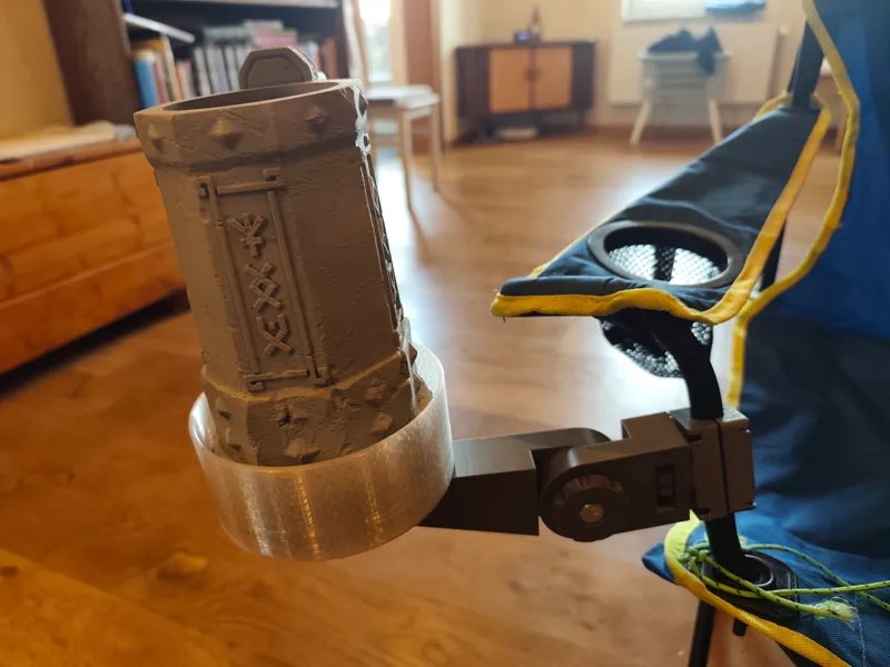 Camping chair beer mug holder - v2