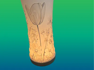 Litho Lampshade with Tulip Motif