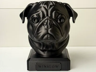 Pug Bust with Name Plate