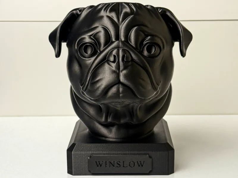 Pug Bust with Name Plate