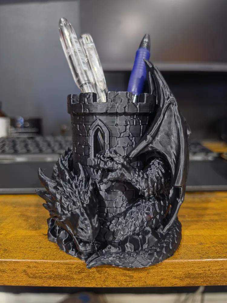 Dragon Keep Pen Fortress Pen Holder - Free 3D Print Model - MakerWorld