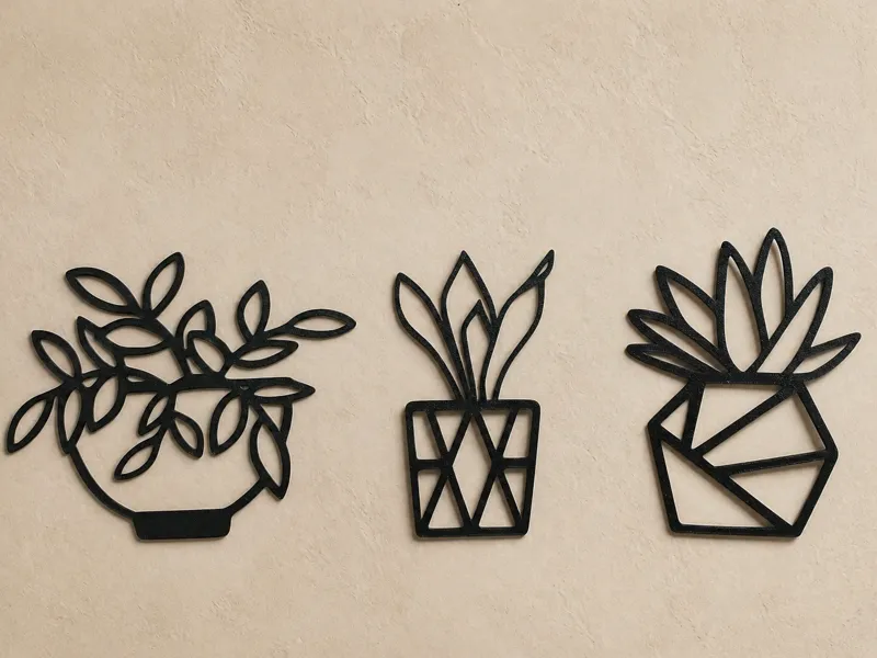 Set of 3 Plant Wall Arts – Minimalist Modern Decor