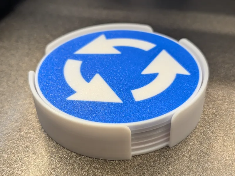 Italian road sign coasters holder - for 6 coasters