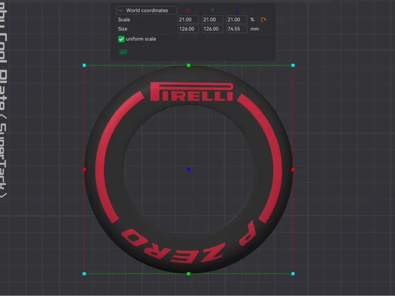 scaled tyre