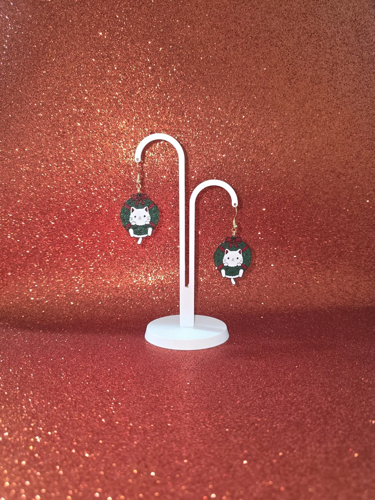 Cat in the wreath earrings view 3