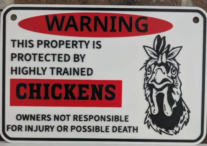 Miniatura 2 do modelo 3D Warning Chicken Sign