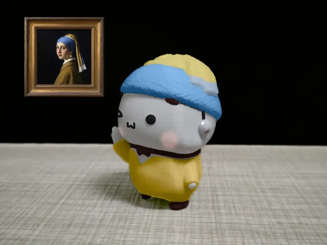 情侣熊系列-戴珍珠耳环的一二（Couple Bear-Oil Painting_Pearl_Yier