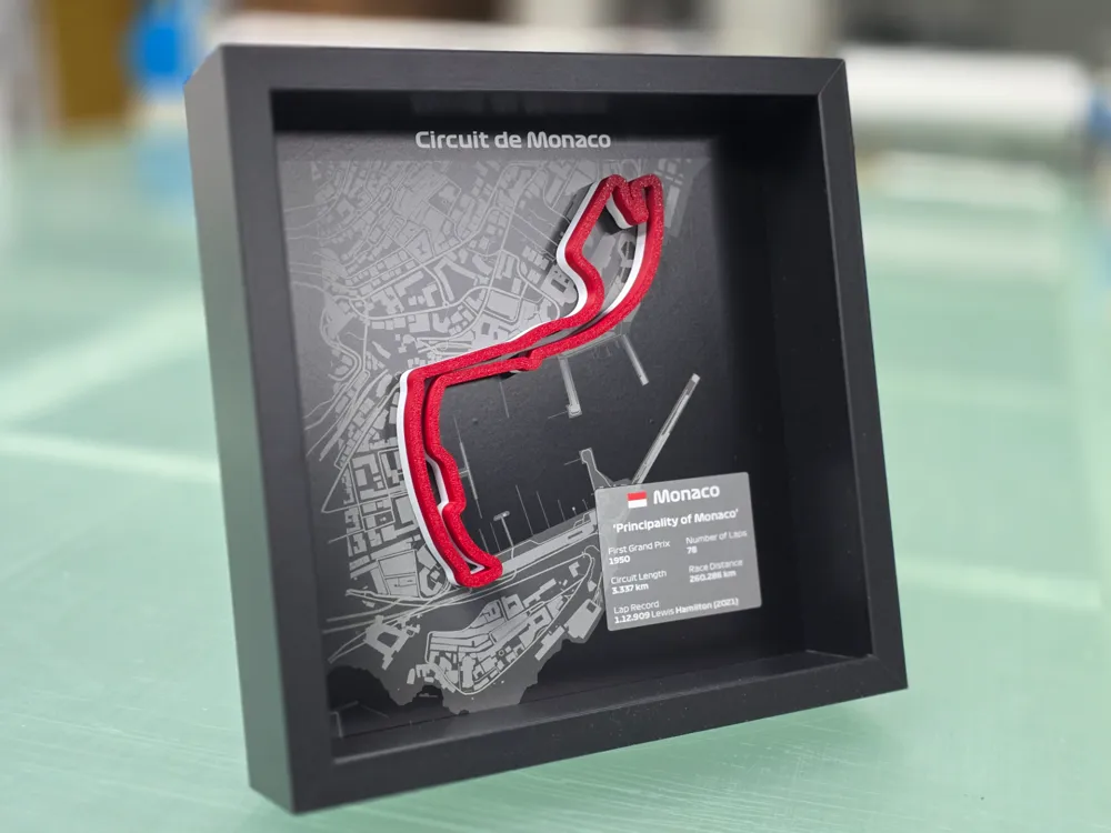 MuchoWow Poster Encadré Monaco - Formule 1 - Circuit De Monaco - Circuit De Course - Noir Tableau Deco Avec Cadre 20x30 Cm Affiche Decoration Murale