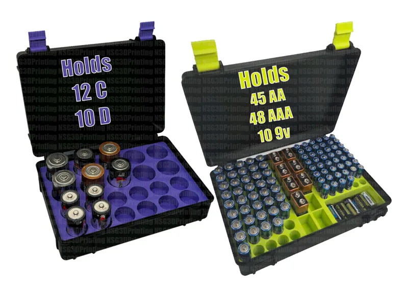 Large Battery Box Organizer for AA AAA 9V C D