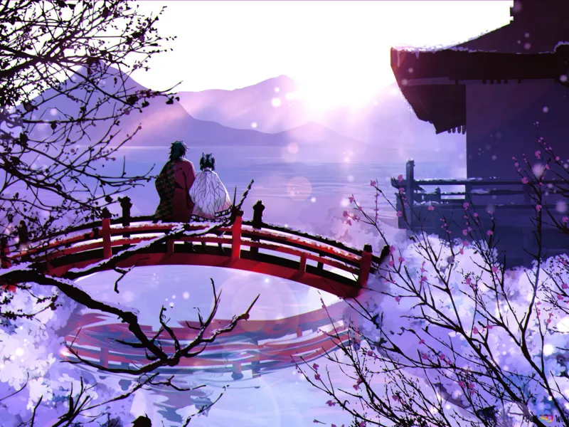 Giyu and Shinobu on bridge