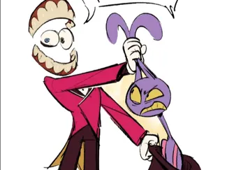 caine pulling a rabbit out of his hat