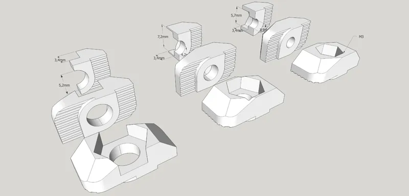 Drop-in T-Nut 3030 profil (M3, M4, M5)