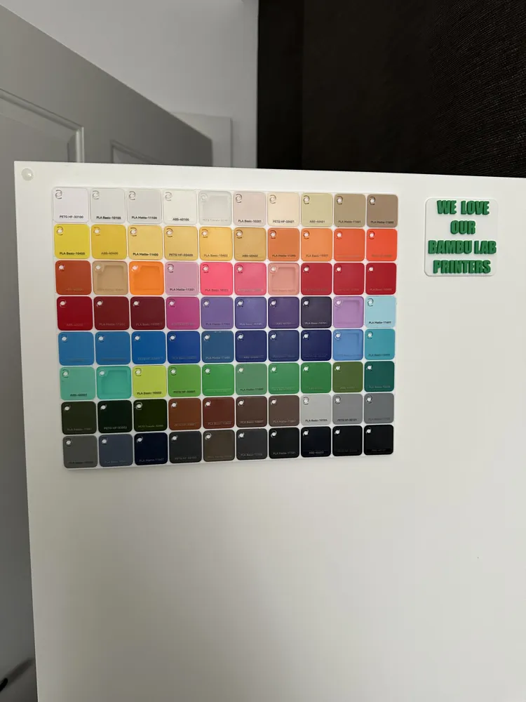 Filament Color Sample Wall Chart by Mr.ChamferMakerWorld: Download Free ...
