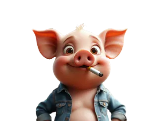 Stylish pig, cheerful hooligan.