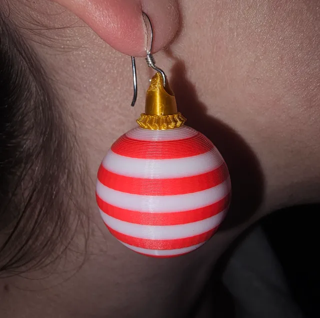 Cute Stripy Christmas Baubles Earrings!