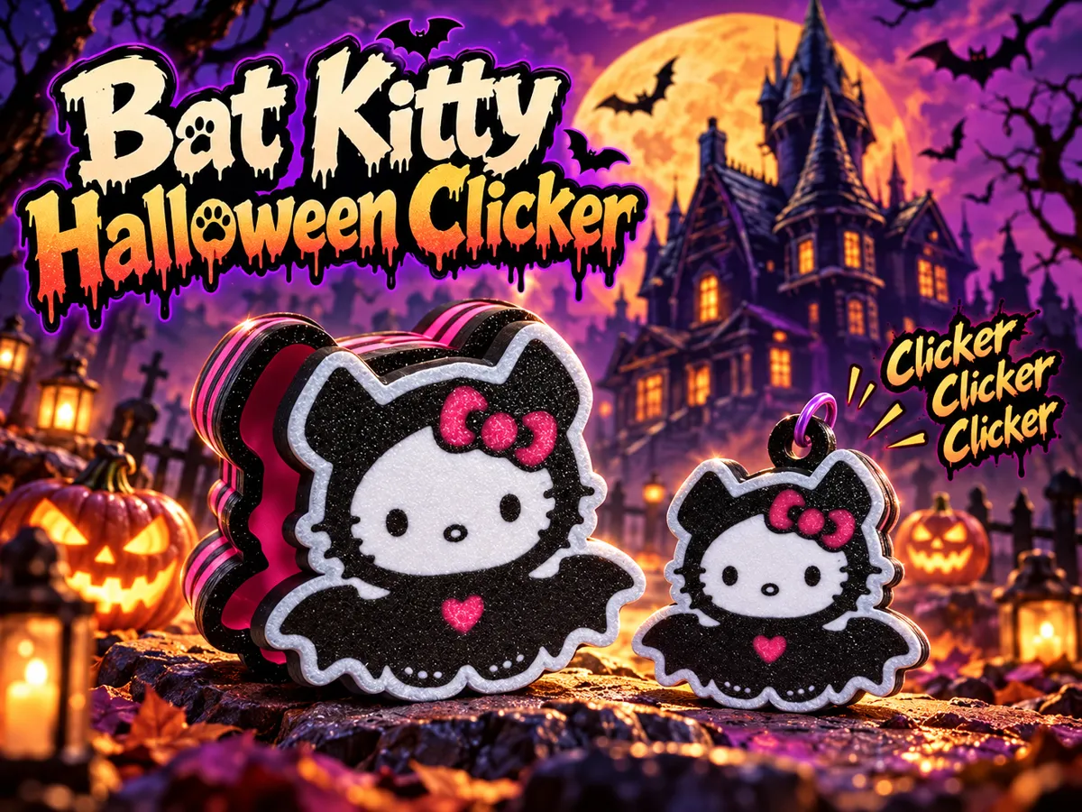 Hello Kitty - Bat Kitty Clicker & Keychain Set - Free 3D Print Model ...