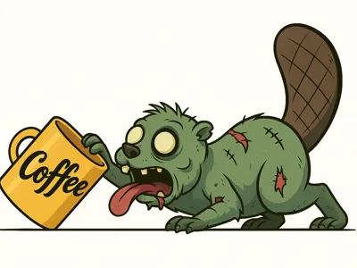 Zombie Beaver Coffee – 3D Print-Ready Illustration