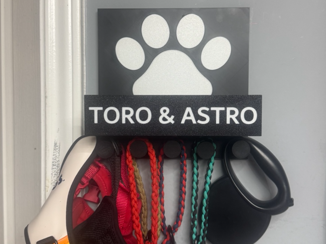 Custom Pet Leash Organizer with Shelf