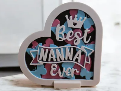 Best Nanna Ever heart mandala style w/stand