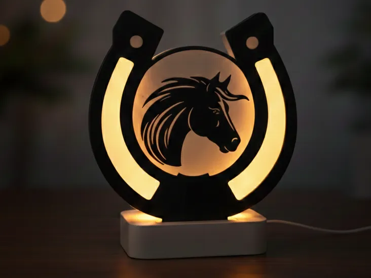 LED Horseshoe Lamp - Horse Head Night Light 3D