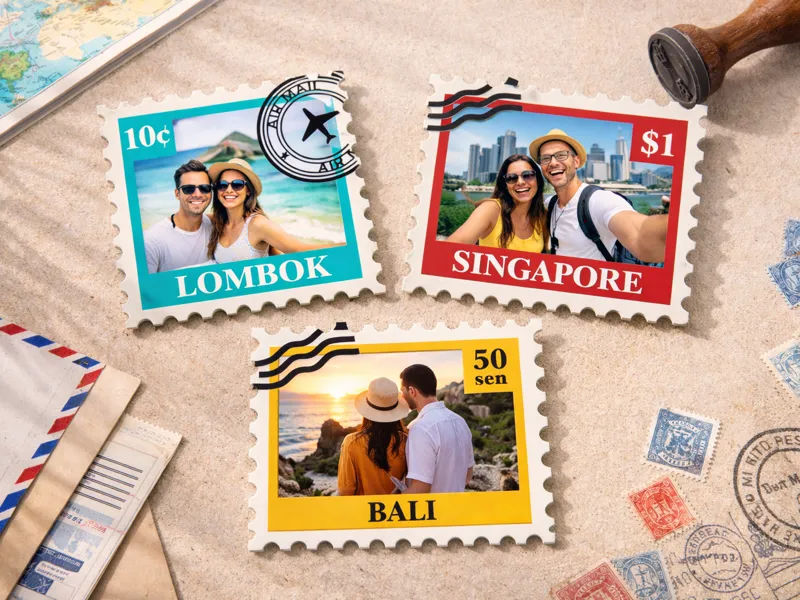 Postage Stamp Magnetic Photo Frame