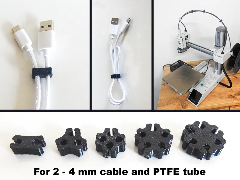 TPU Clip for 2 - 4 mm cable and PTFE tube