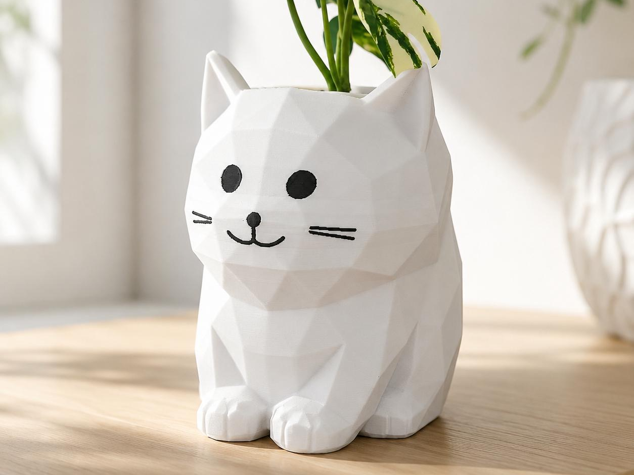 Low Poly Cat planter 