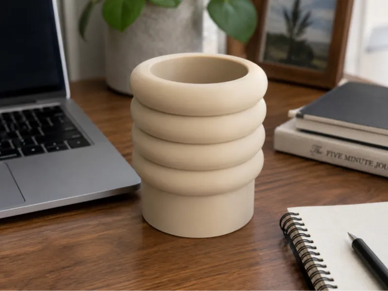 Modern Ribbed Desk Pen Holder - Organizer