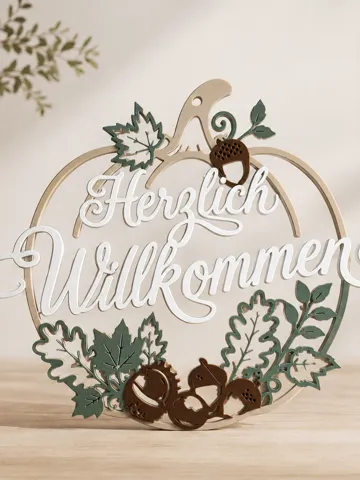 Letrero o emblema decorativo: Herzlich Wilkommen – Herbst Türkranz & Wanddeko — vista de referencia 2