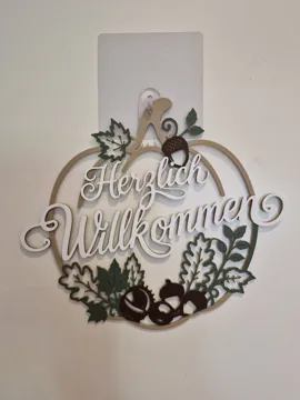 Letrero o emblema decorativo: Herzlich Wilkommen – Herbst Türkranz & Wanddeko — vista de referencia 3