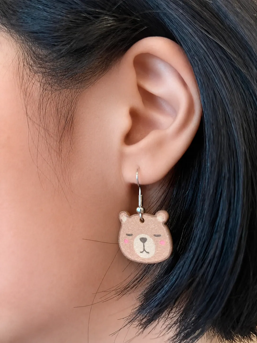 Sleepy Capybara Dangle Earrings view 4