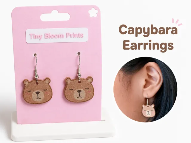 Sleepy Capybara Dangle Earrings
