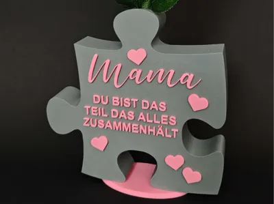 Mother's Day gift puzzle with heart and vase, Mom
