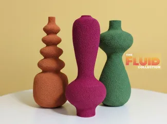 Modern Organic Fluid Fuzzy Skin Vase Collection