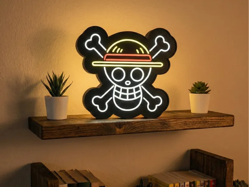 Cartel Luminoso Neón One Piece Jolly Roger
