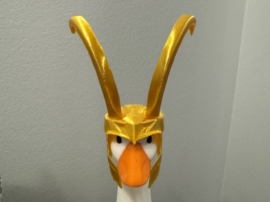 Loki helmet for desk goose