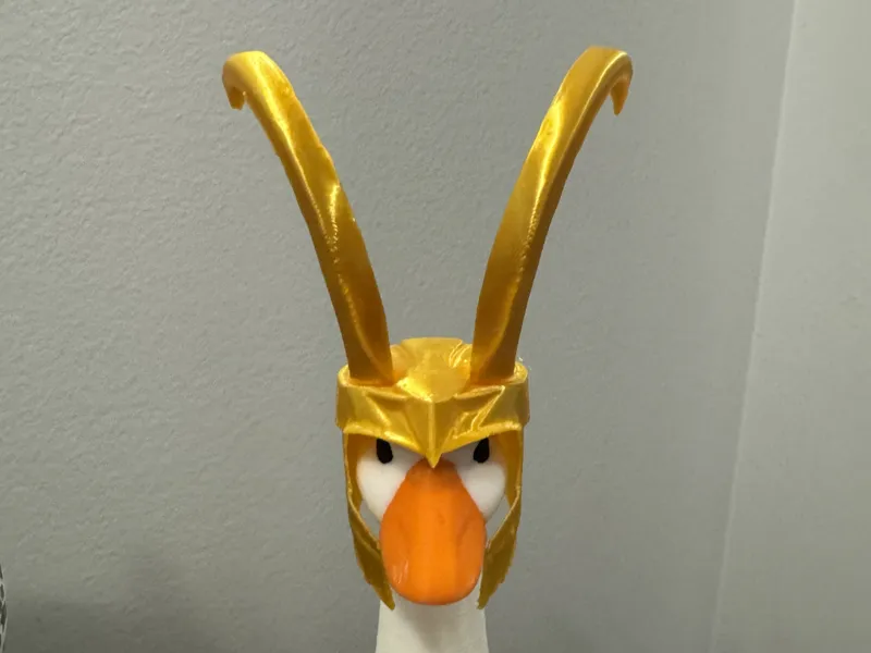 Loki helmet for desk goose