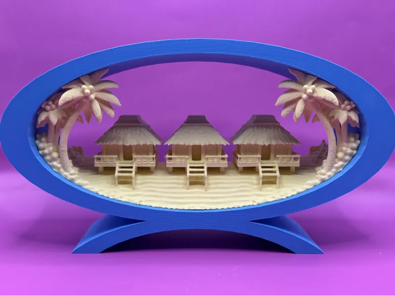 Tahiti Huts Cork Diorama