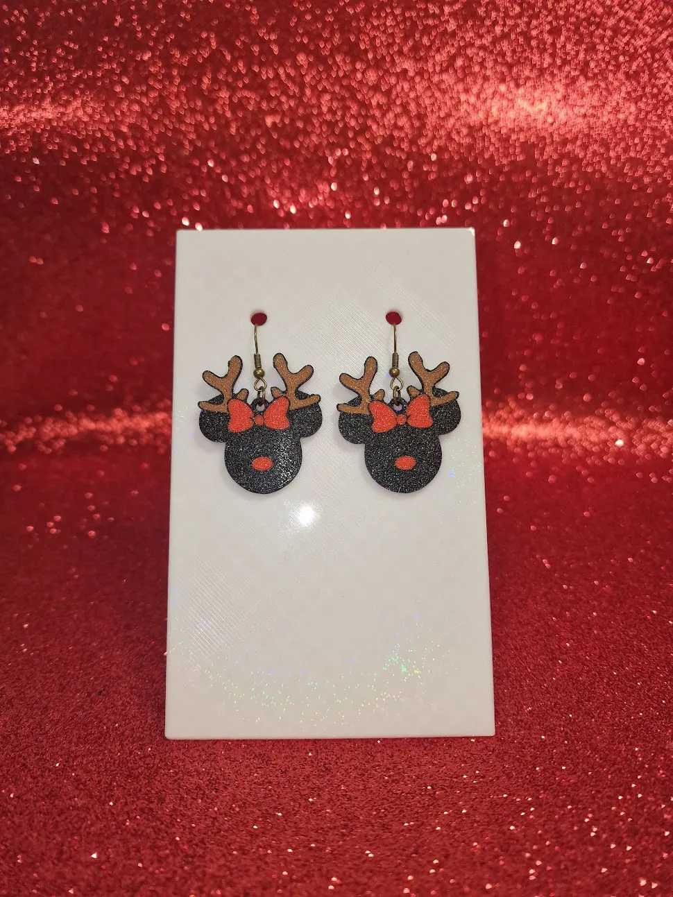 Christmas Minnie reindeer earrings view 2