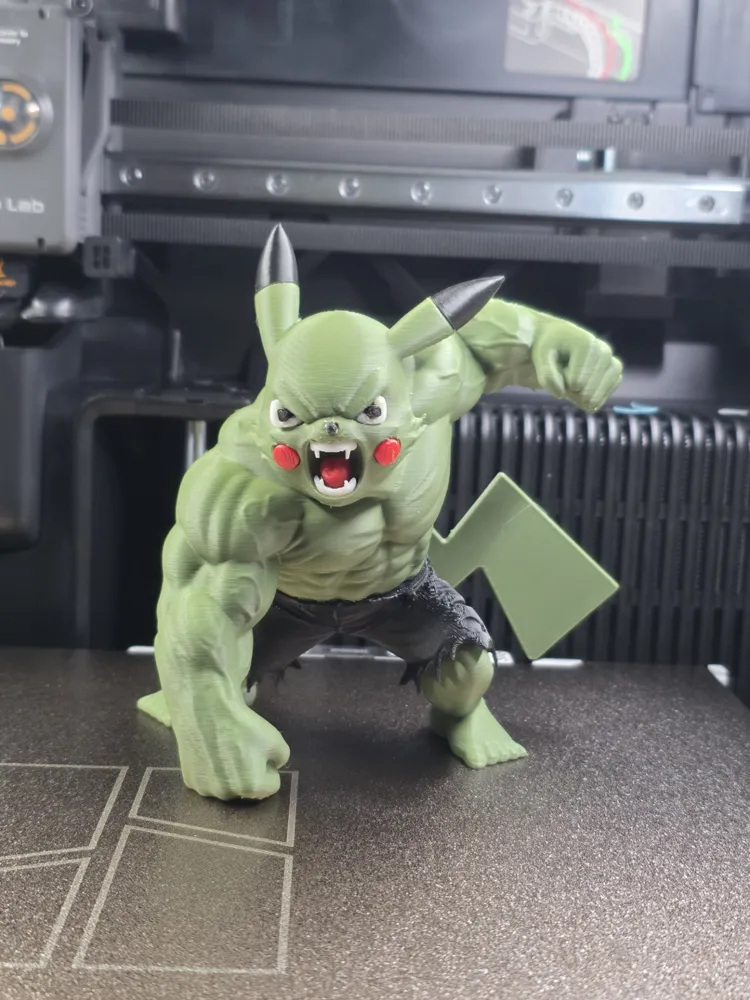 Hulk Pikachu No AMS (Multiparts) - Free 3D Print Model - MakerWorld