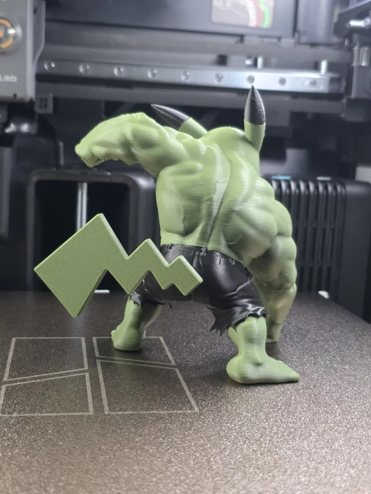Hulk Pikachu No AMS (Multiparts) - Free 3D Print Model - MakerWorld