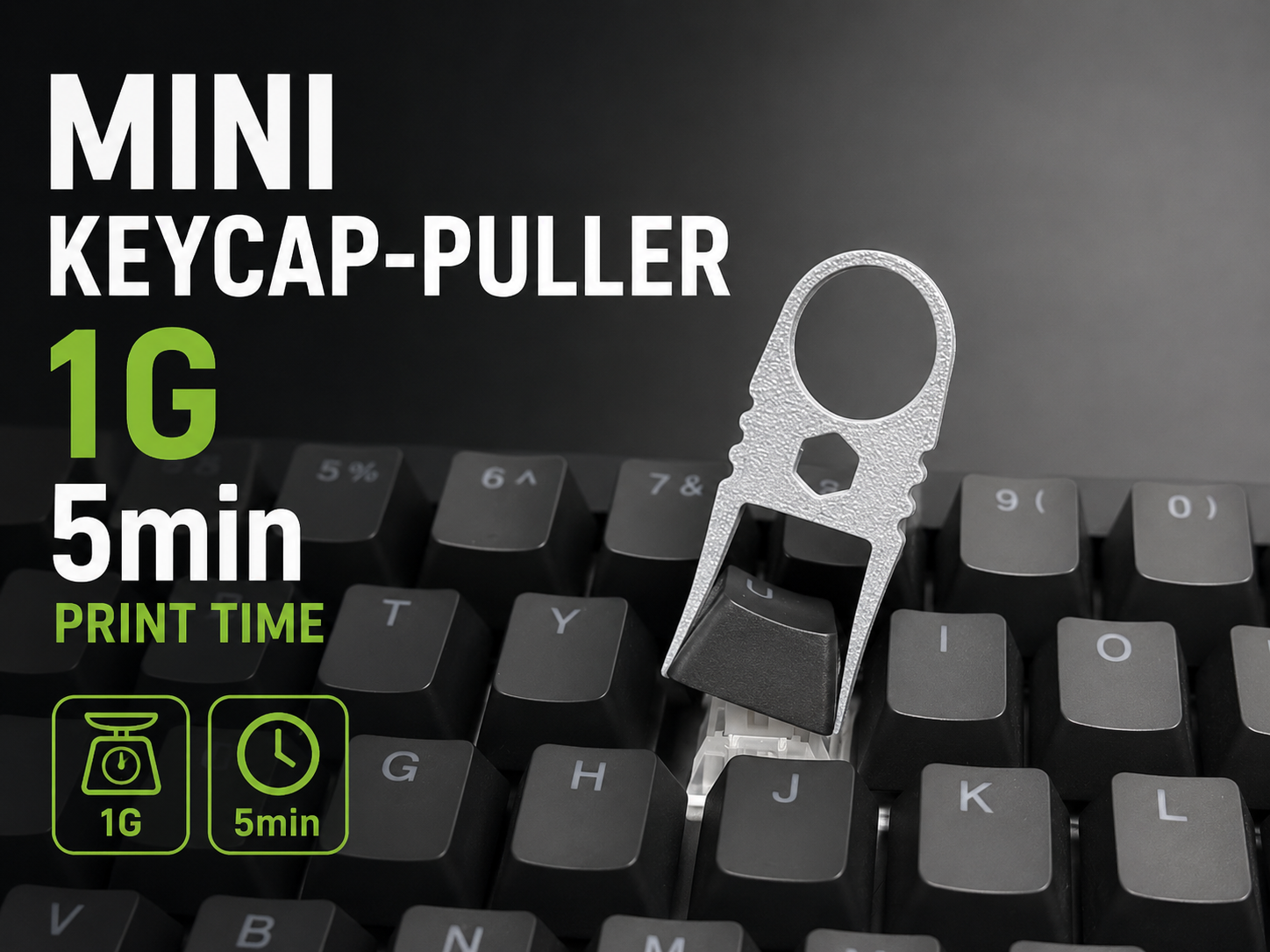 Mini Snap-Fit Keycap Puller | One-Handed Tool