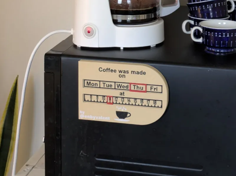 Coffee brew time sign | Day and time sliders
