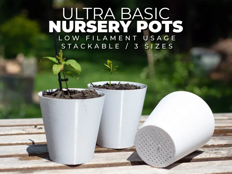 Nursery Pots - Basic / Stackable / Drain - 3 Sizes